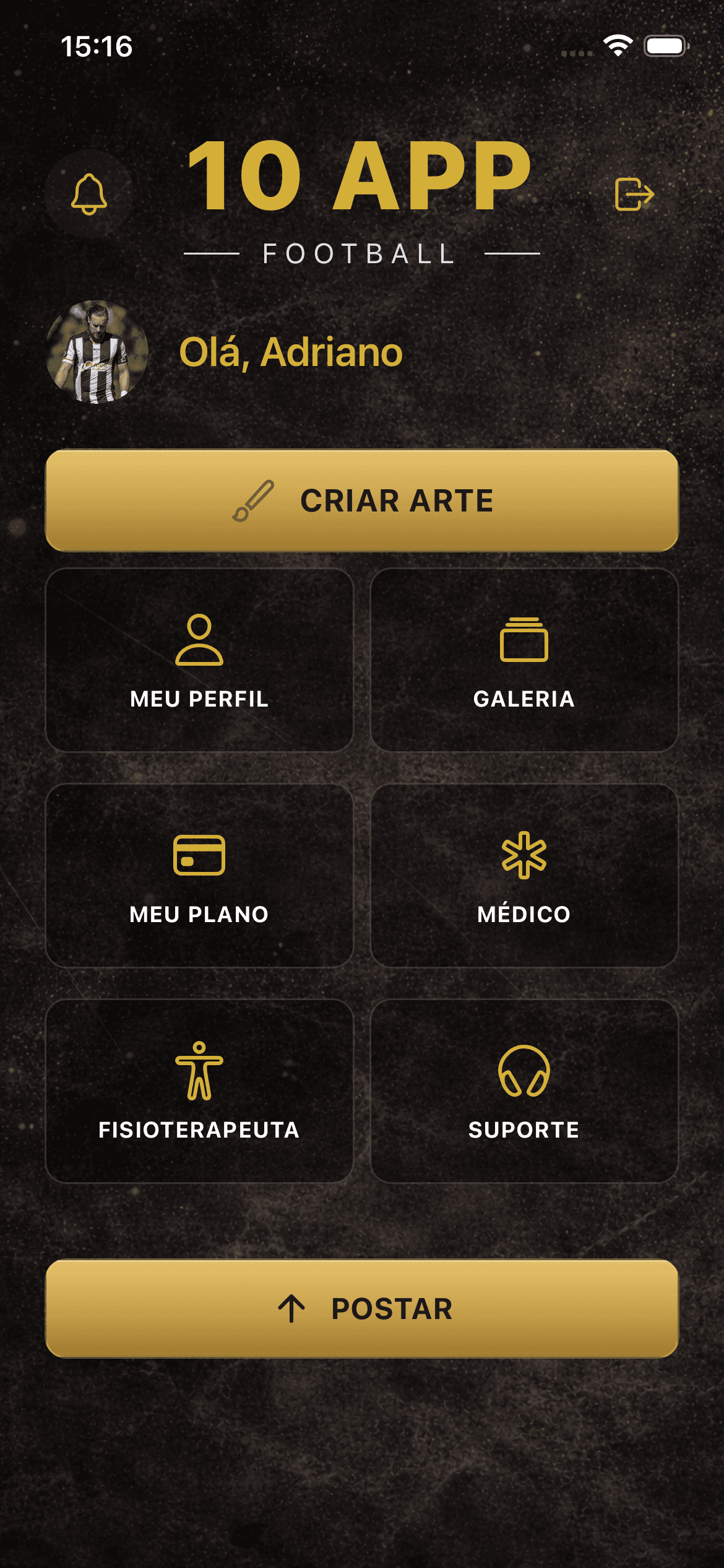 10 APP FOOTBALL - tela inicial do aplicativo